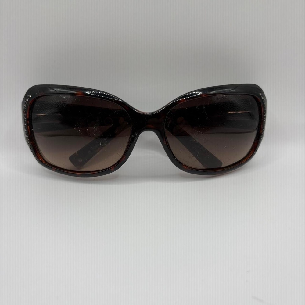 Fossil Tortoise Oversized Sunglasses Y2K Rhinestone Brown Gradient Key Detail